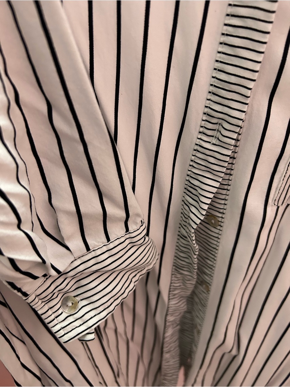 Jane and Delancey White Button-Down Shirt with Black Stripes - Picture 4 of 5